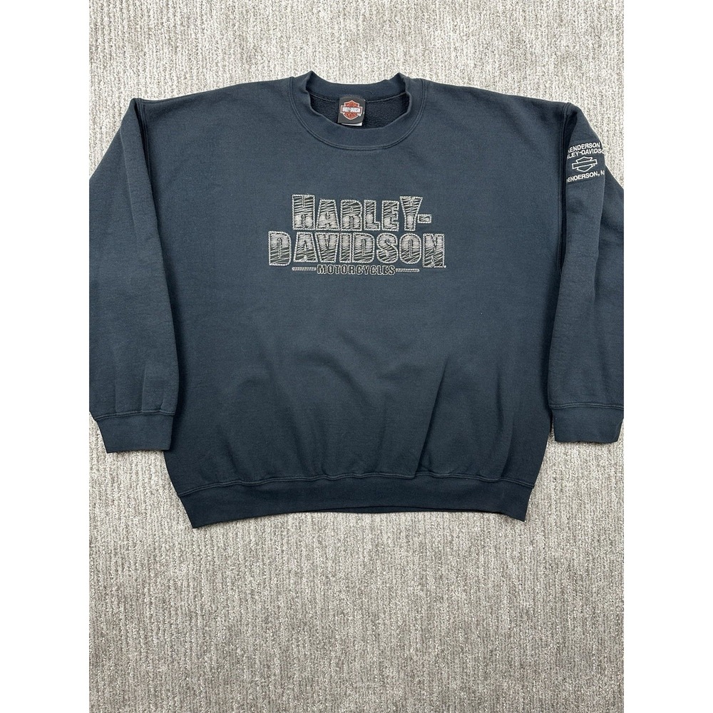 Harley-Davidson Men's XL Black Pullover Crewneck Logo Sweatshirt Embroidered